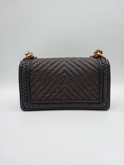 CHANEL Caviar Chevron Braid Around Medium Leboy