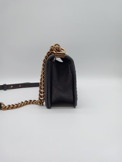 CHANEL Caviar Chevron Braid Around Medium Leboy