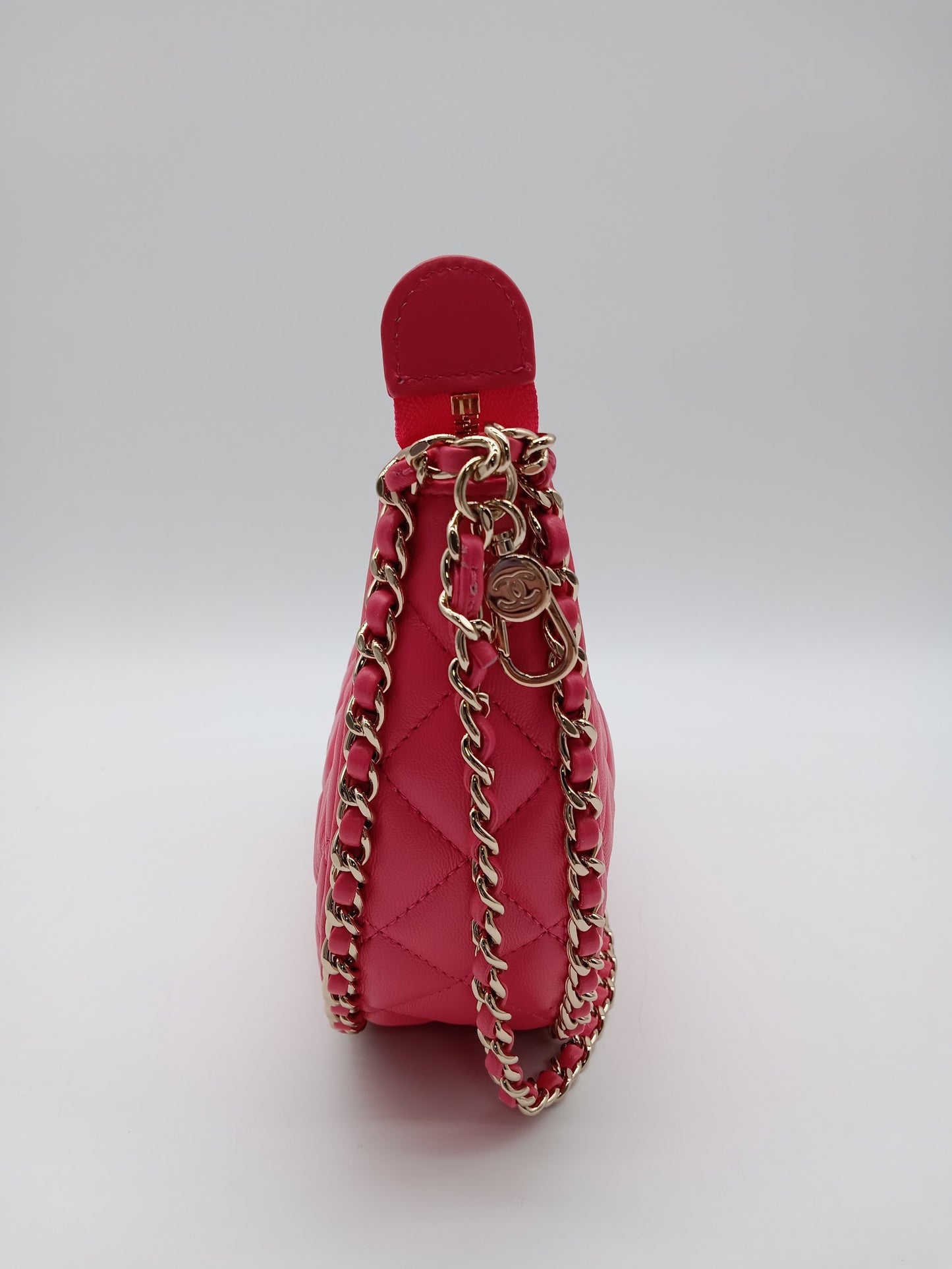 CHANEL Lambskin Quilted Chain Around Hook Hobo