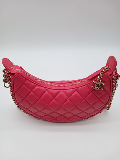 CHANEL Lambskin Quilted Chain Around Hook Hobo