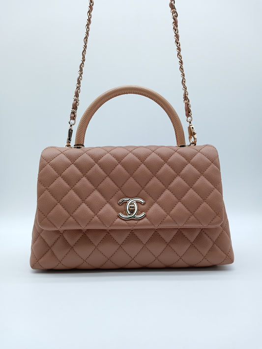 CHANEL Caviar Medium Coco Lizard Top Handle