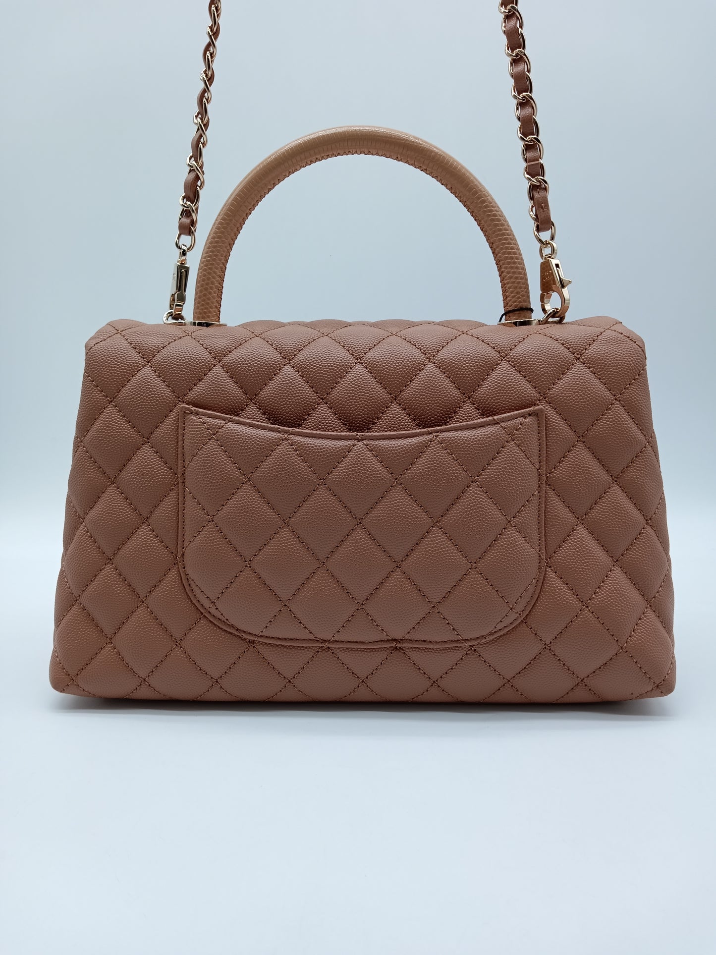 CHANEL Caviar Medium Coco Lizard Top Handle