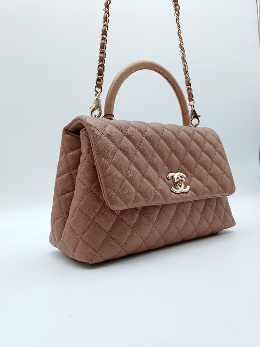 CHANEL Caviar Medium Coco Lizard Top Handle