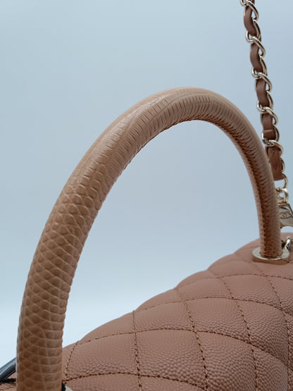 CHANEL Caviar Medium Coco Lizard Top Handle