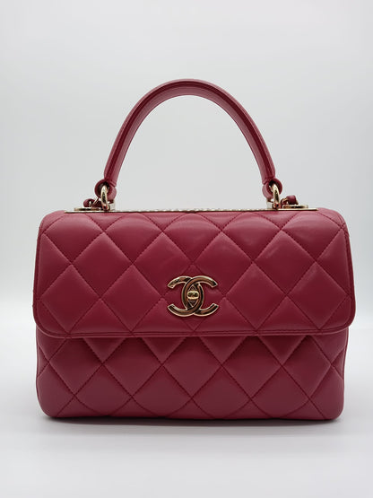 CHANEL Lambskin Trendy CC Top Handle Flap