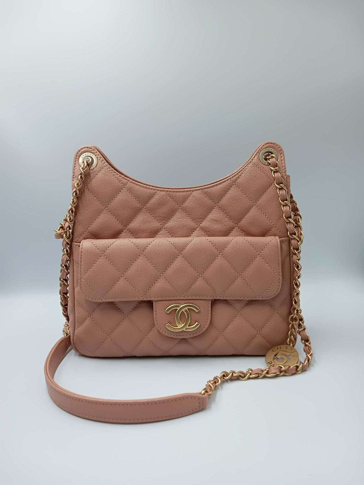 CHANEL 23P Caviar Quilted Wavy Hobo
