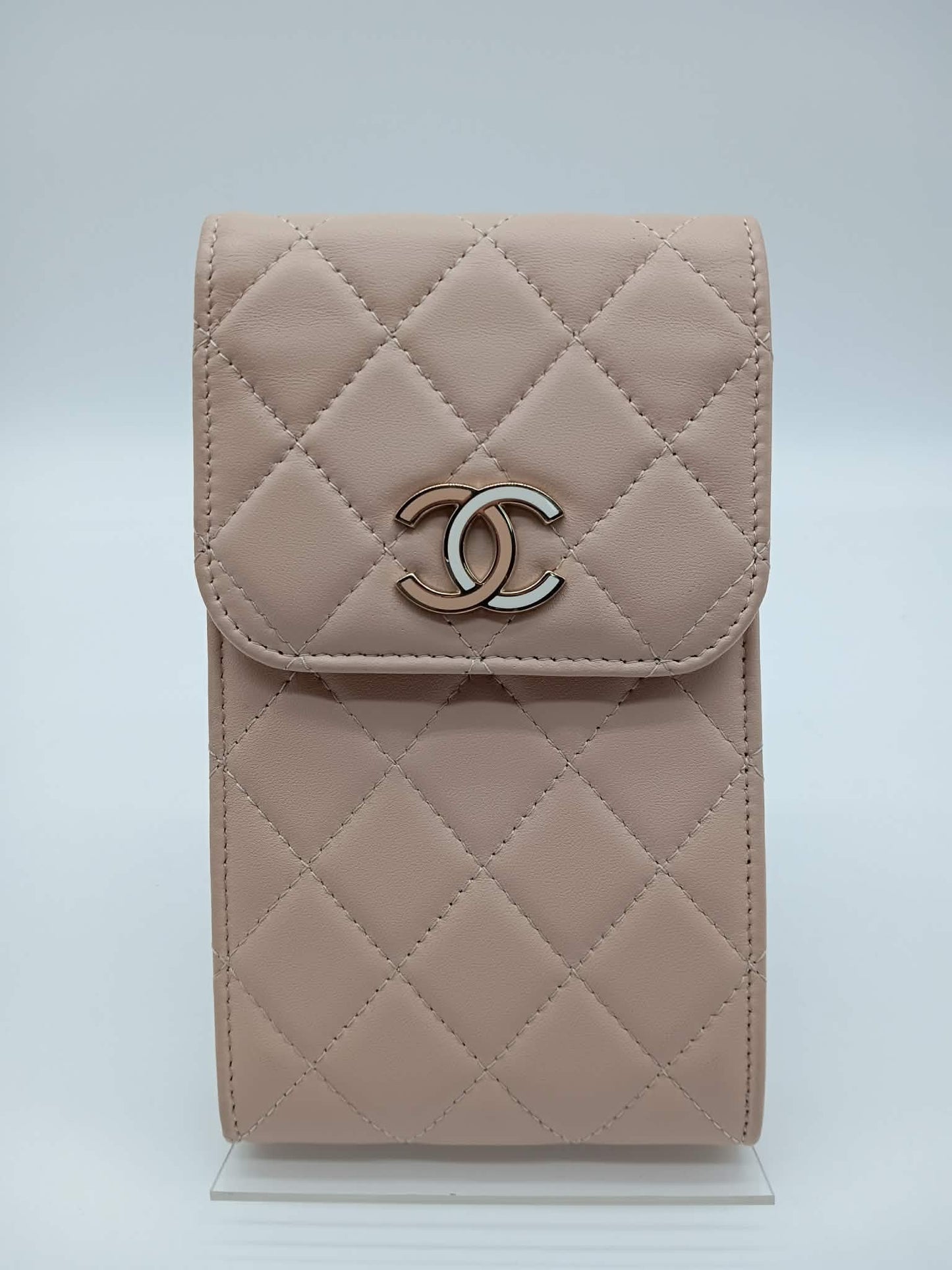 CHANEL Lambskin Quilted Chain Phone Case
