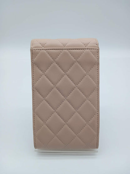 CHANEL Lambskin Quilted Chain Phone Case