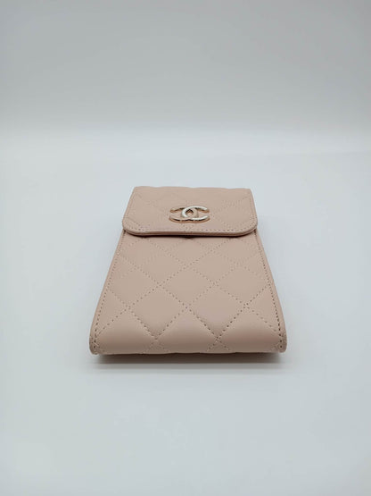 CHANEL Lambskin Quilted Chain Phone Case