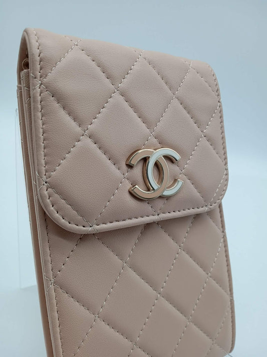 CHANEL Lambskin Quilted Chain Phone Case