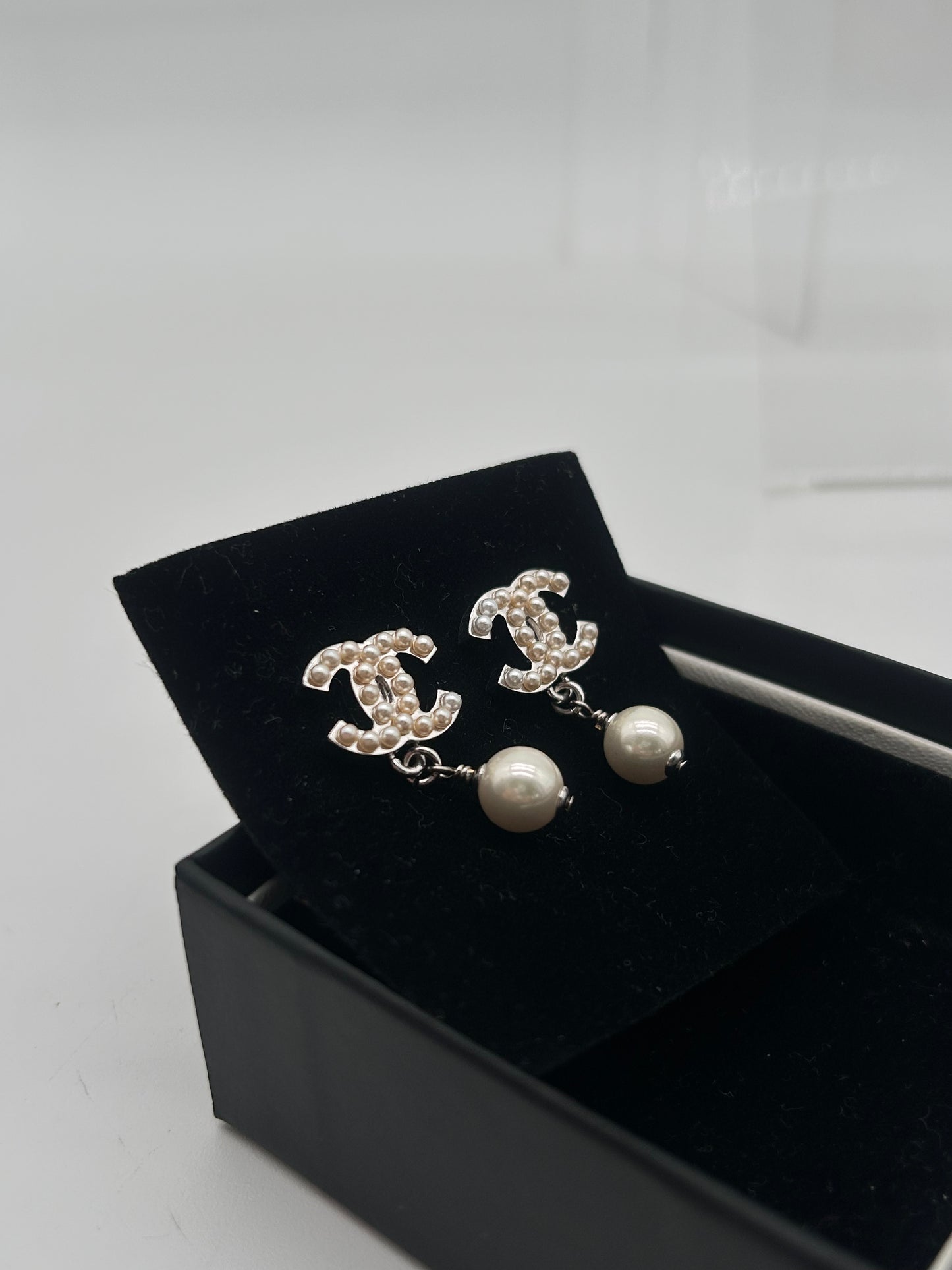 CHANEL Coco Mark Pearl Drop Earrings