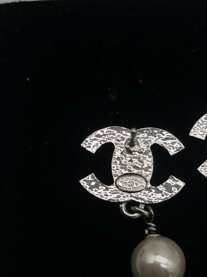 CHANEL Coco Mark Pearl Drop Earrings