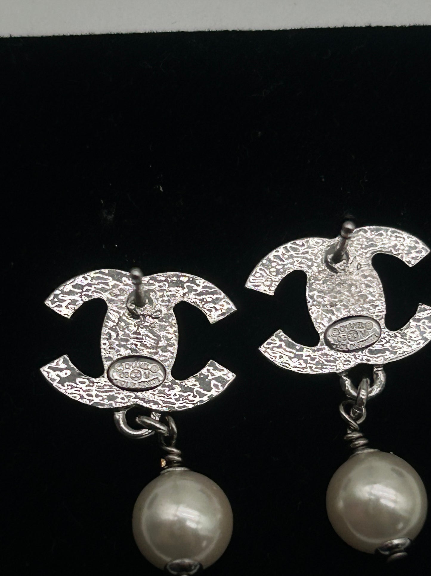 CHANEL Coco Mark Pearl Drop Earrings