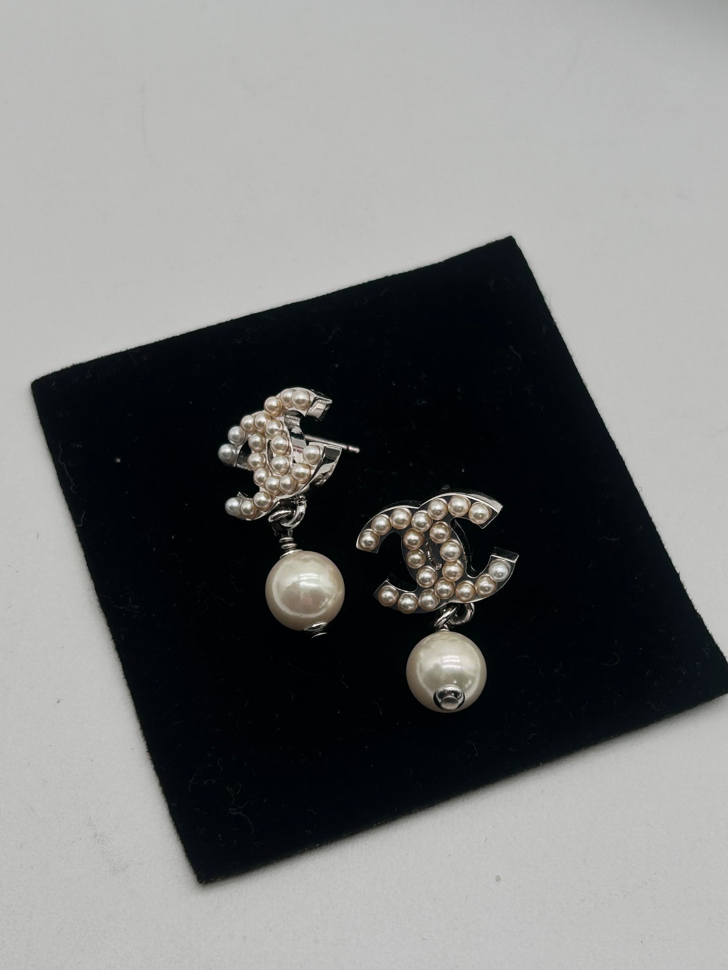 CHANEL Coco Mark Pearl Drop Earrings