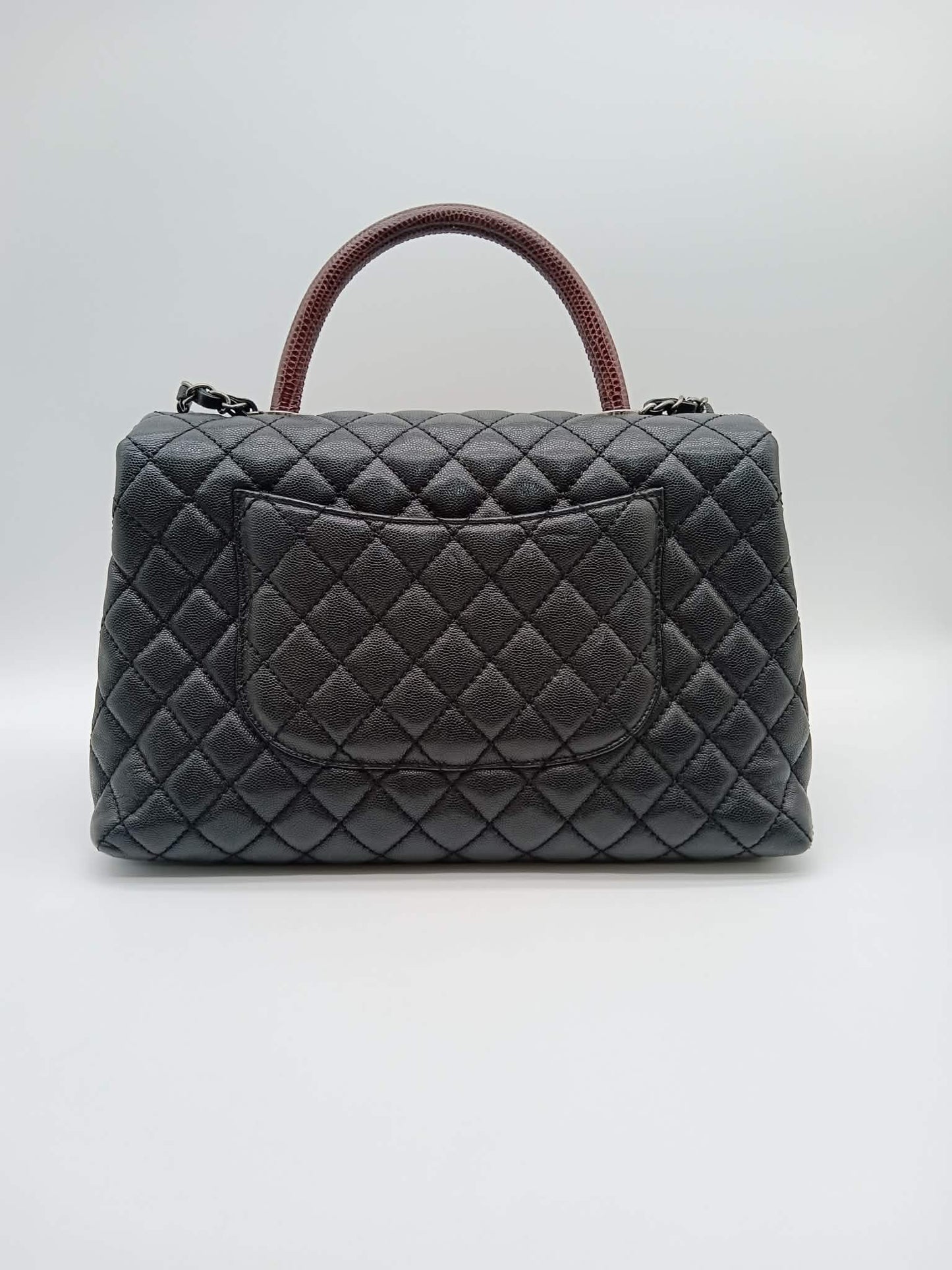 CHANEL Caviar Quilted Coco Handle Lizard