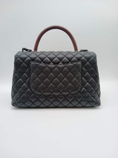 CHANEL Caviar Quilted Coco Handle Lizard