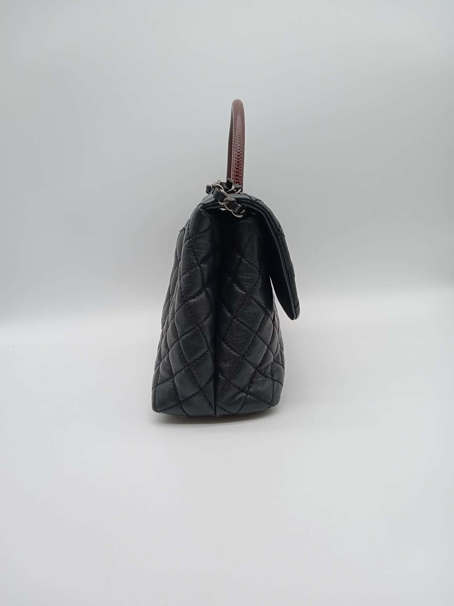 CHANEL Caviar Quilted Coco Handle Lizard