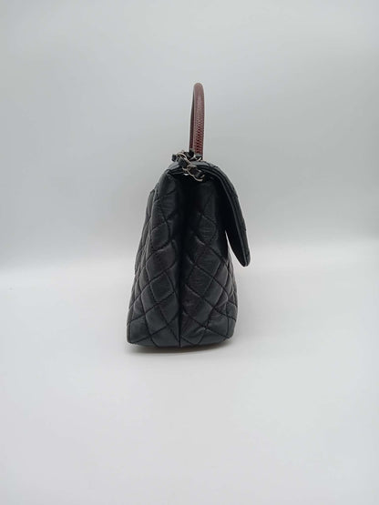 CHANEL Caviar Quilted Coco Handle Lizard