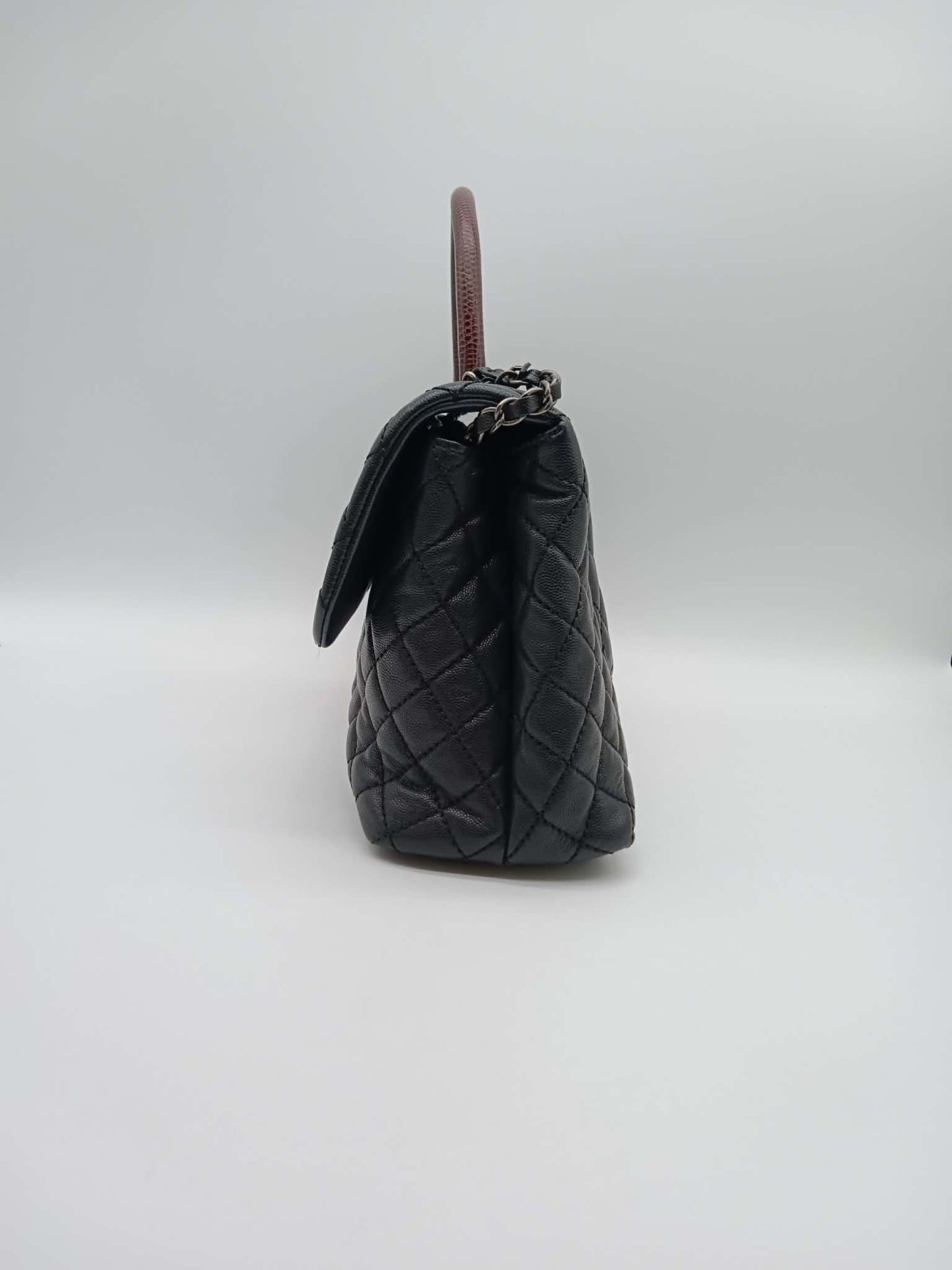 CHANEL Caviar Quilted Coco Handle Lizard
