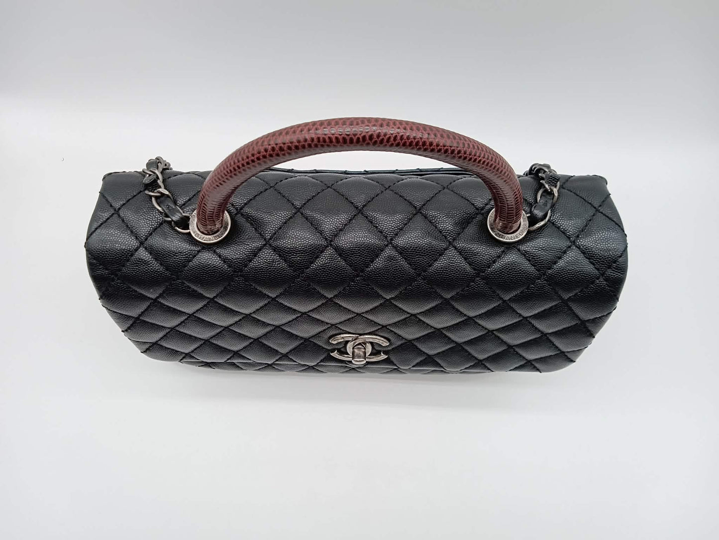 CHANEL Caviar Quilted Coco Handle Lizard