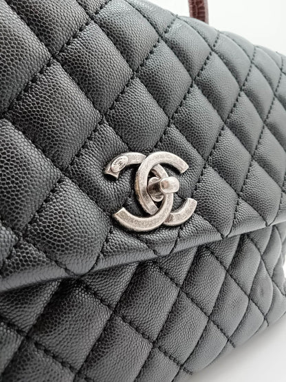 CHANEL Caviar Quilted Coco Handle Lizard