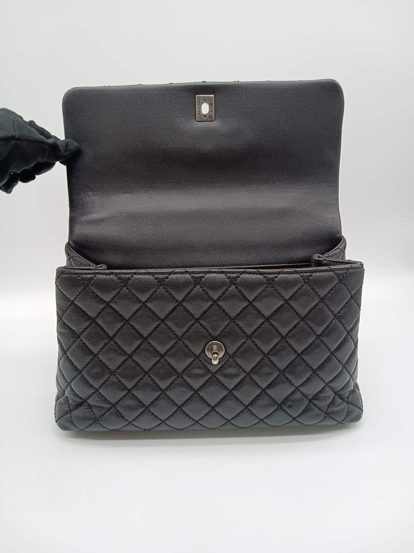 CHANEL Caviar Quilted Coco Handle Lizard