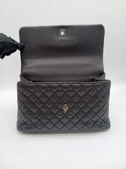 CHANEL Caviar Quilted Coco Handle Lizard