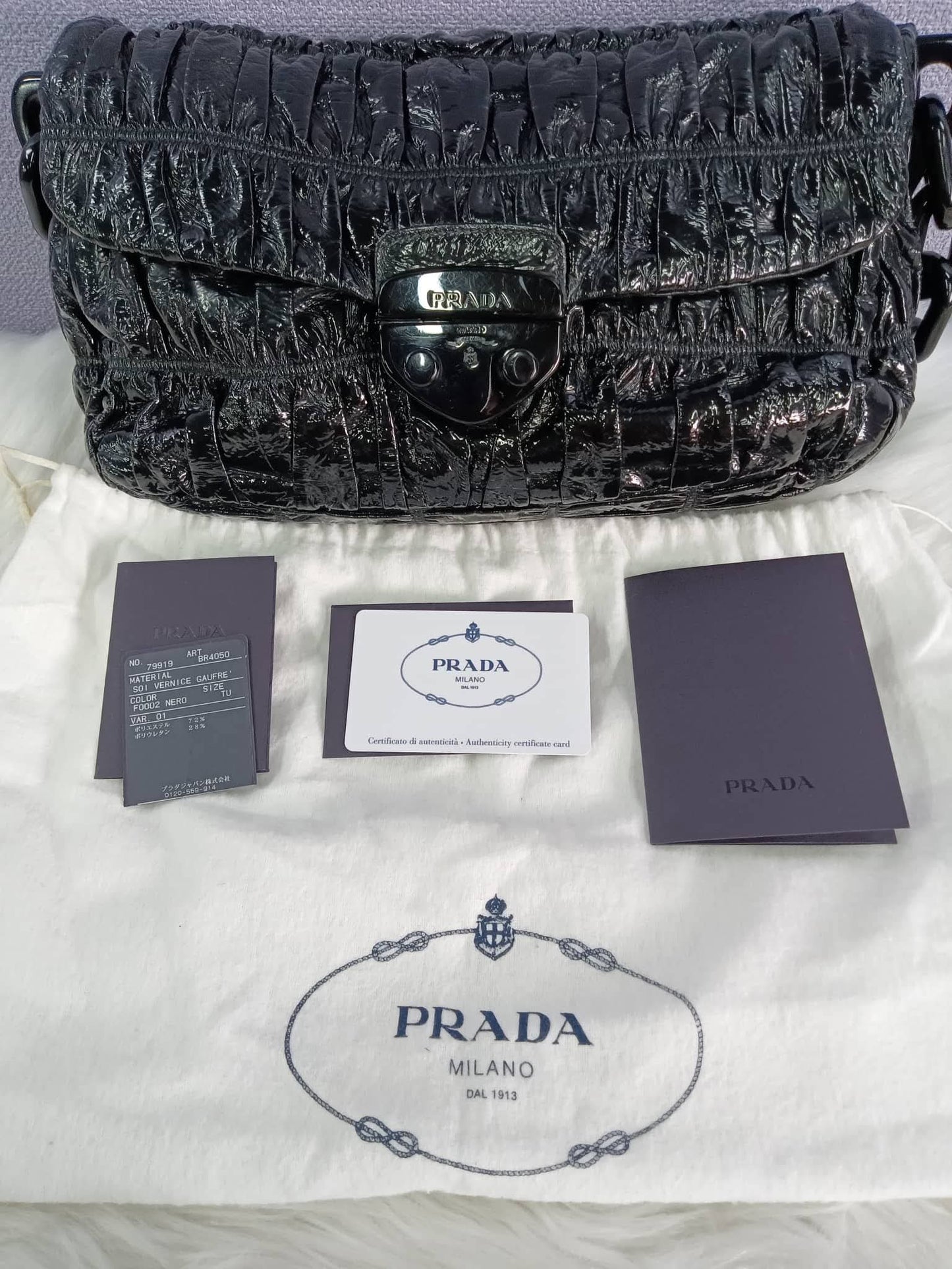 PRADA Vernice Gaufre Shoulder Bag