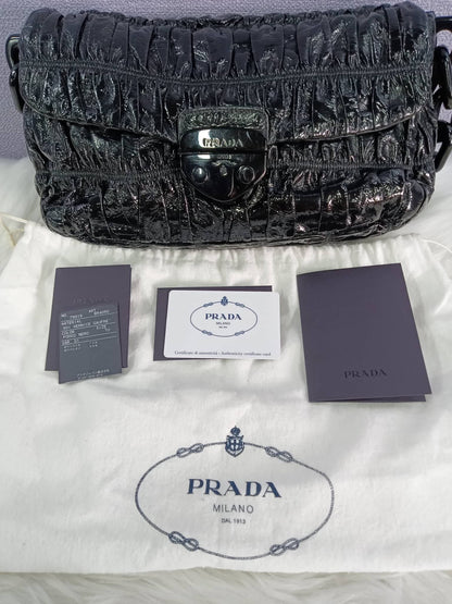 PRADA Vernice Gaufre Shoulder Bag