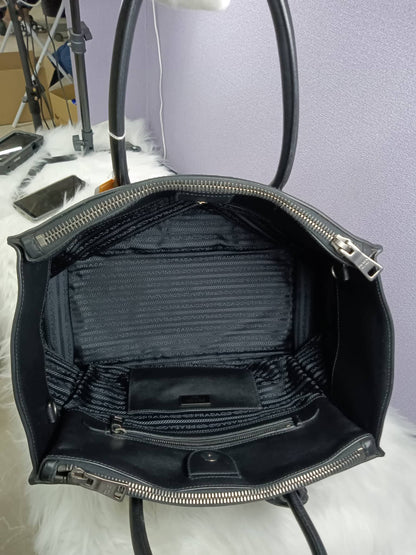 PRADA Black City Calf Twin Pocket Tote