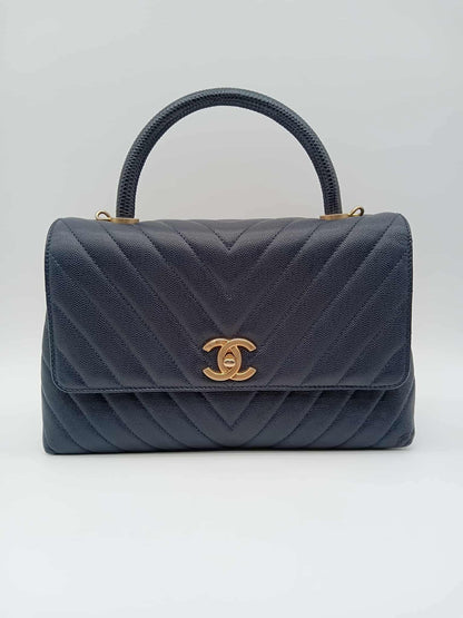 CHANEL Caviar Chevron Coco Handle