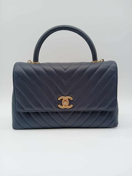 CHANEL Caviar Chevron Coco Handle