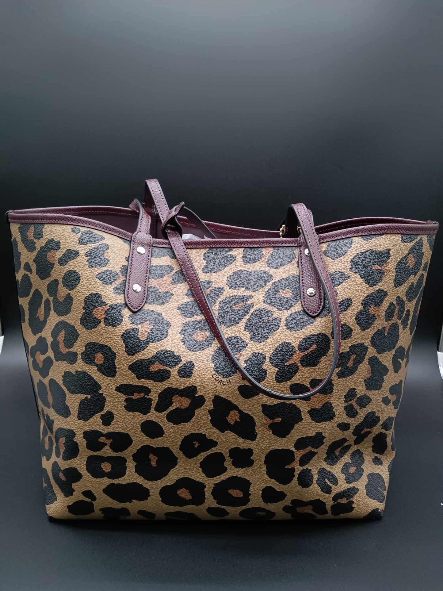COACH Reversible City Tote With Leopard Print