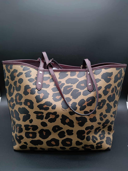 COACH Reversible City Tote With Leopard Print