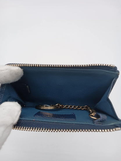 CHANEL Caviar Camella Embossed Key Coin Purse