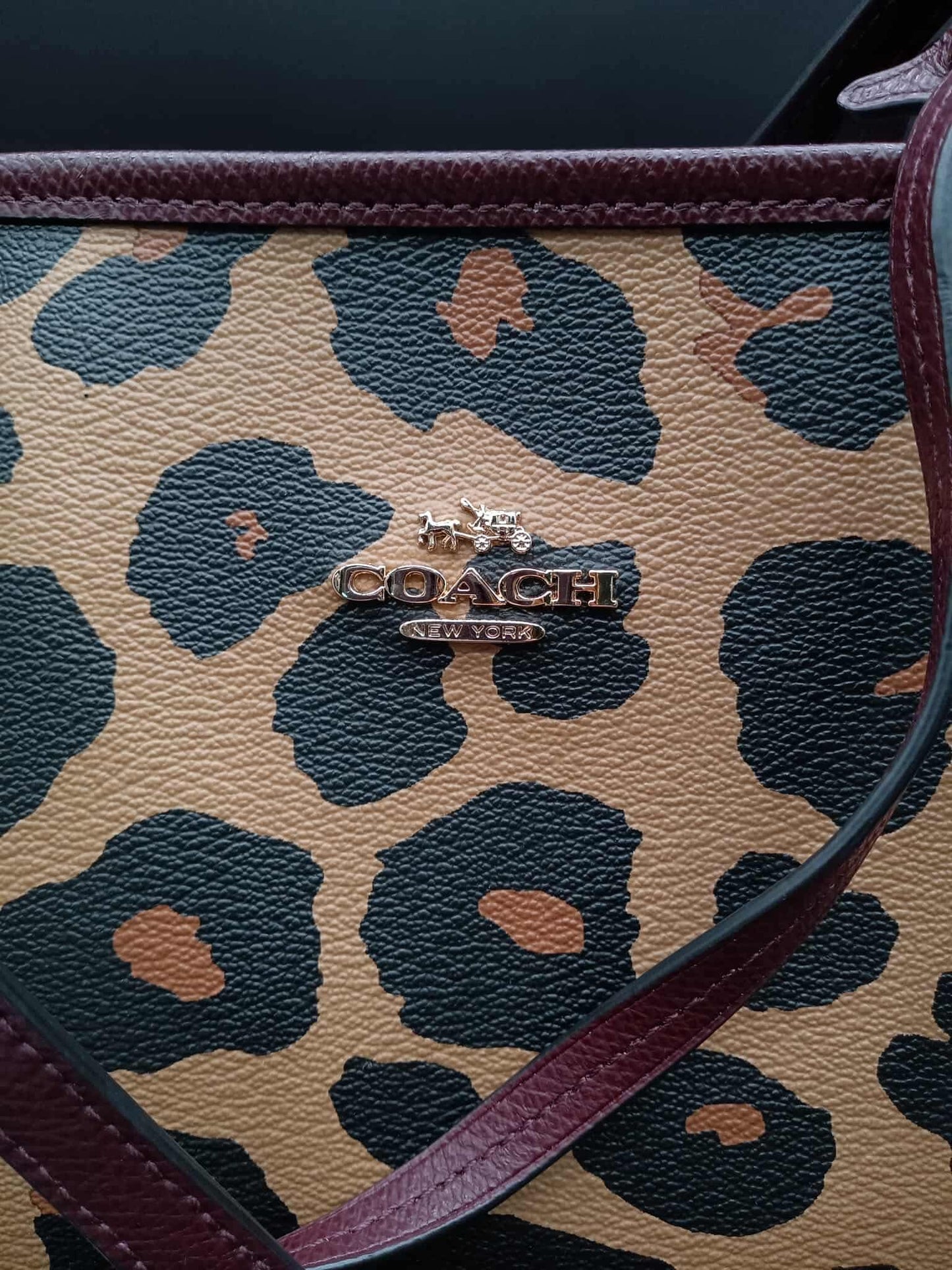 COACH Reversible City Tote With Leopard Print