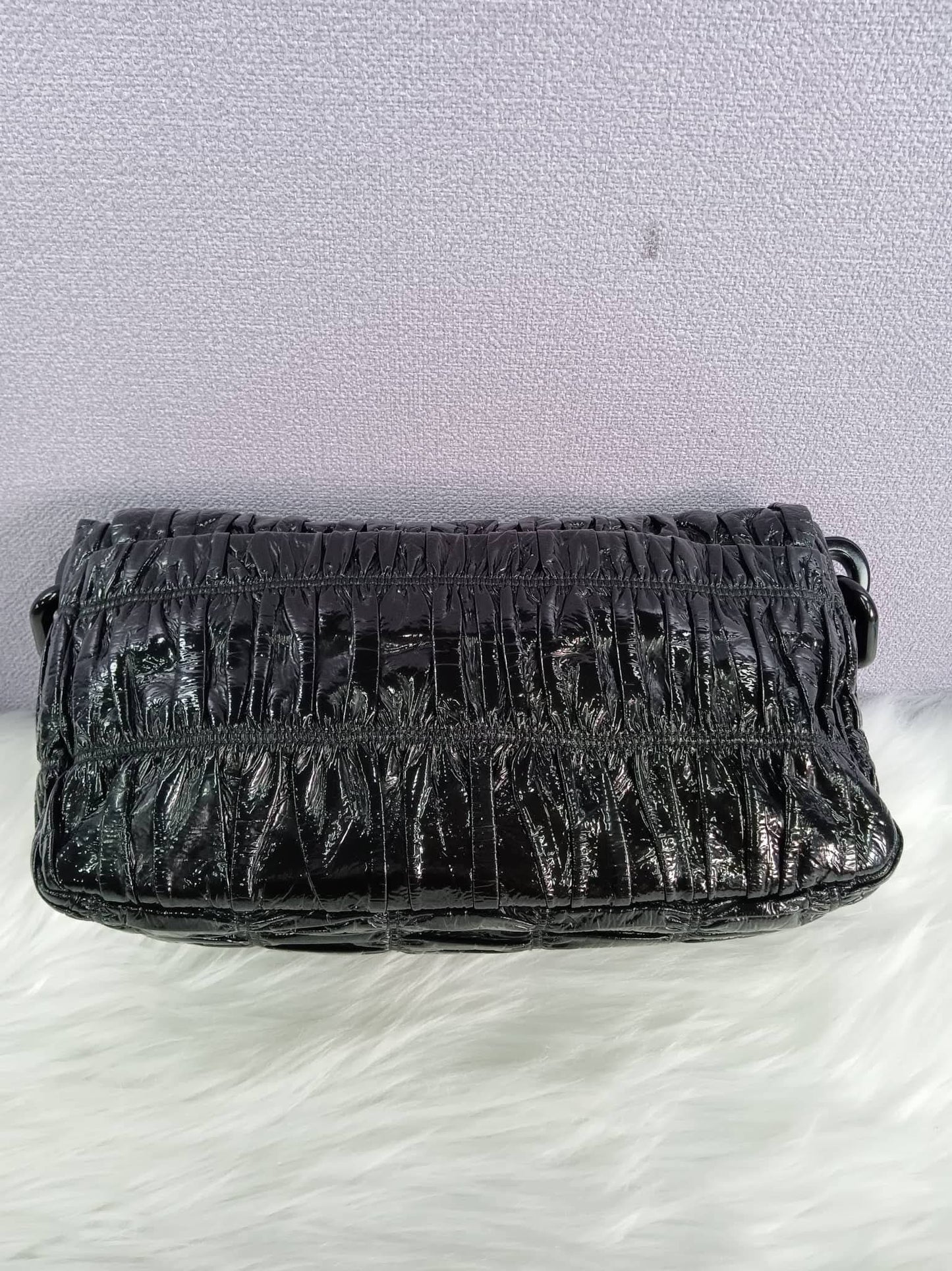 PRADA Vernice Gaufre Shoulder Bag