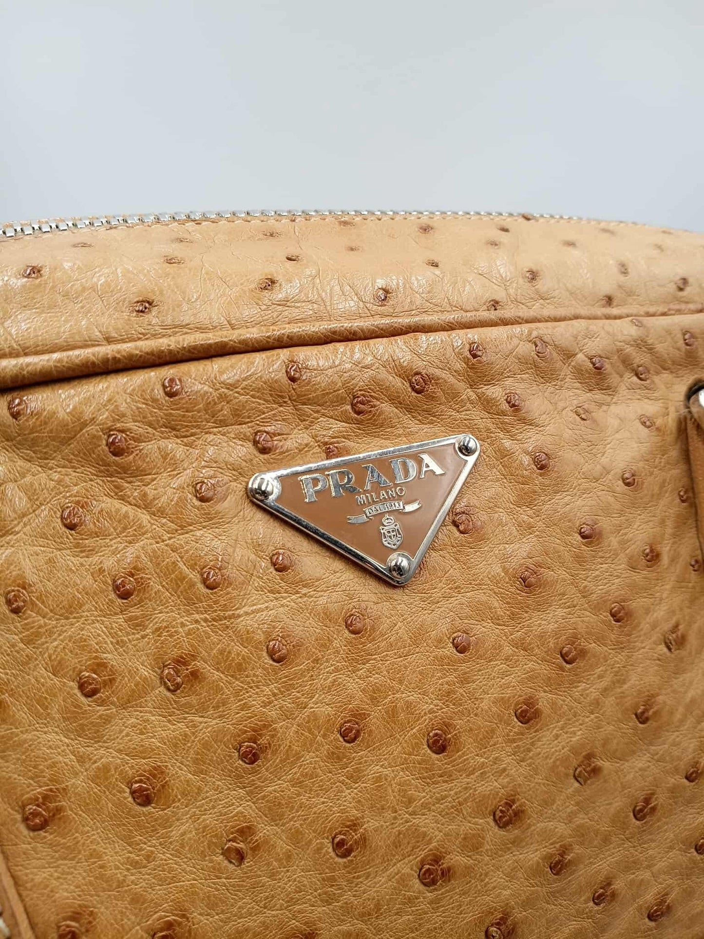 PRADA Ostrich Satchel Bag