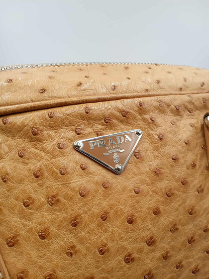 PRADA Ostrich Satchel Bag