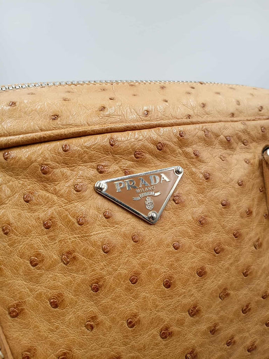PRADA Ostrich Satchel Bag