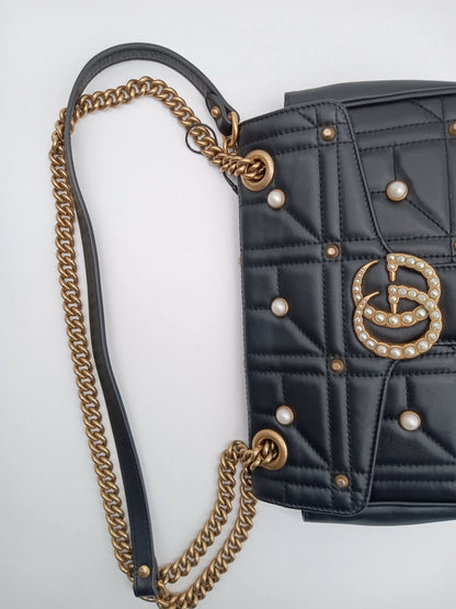 GUCCI Pearly GG Marmont Flap Bag