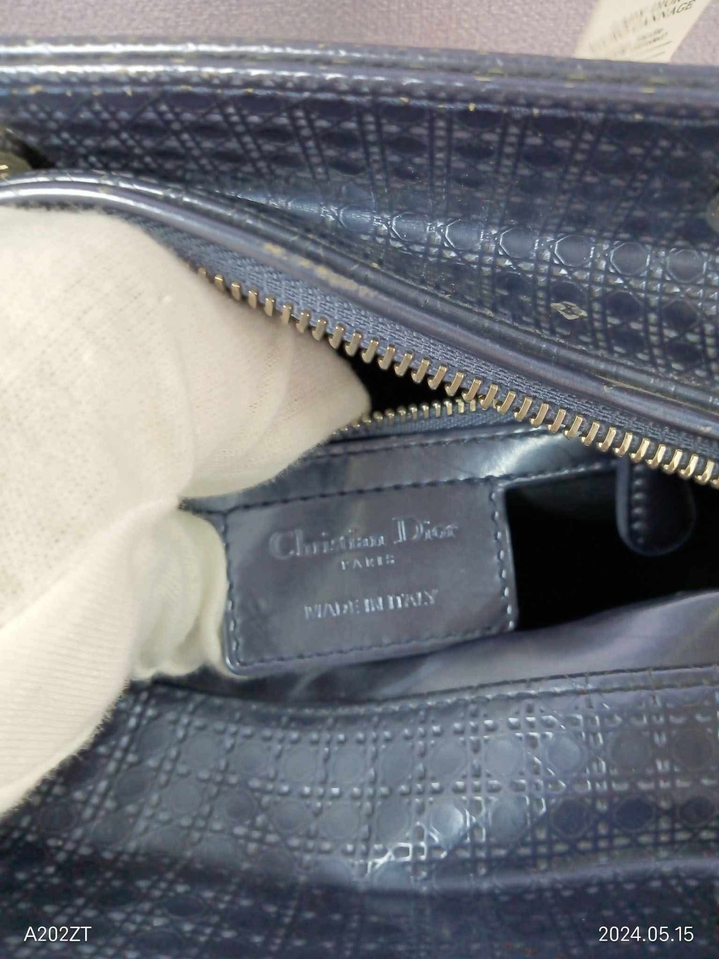 DIOR Lady Dior Metallic Blue Micro Cannage