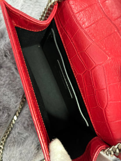 YSL Kate Tassel Crocodile Embossed Chain Bag