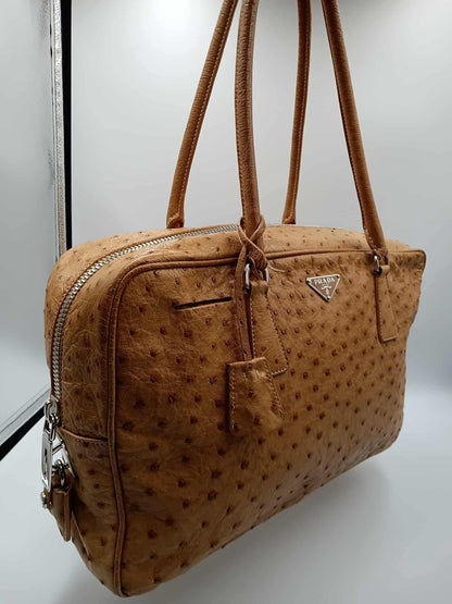 PRADA Ostrich Satchel Bag