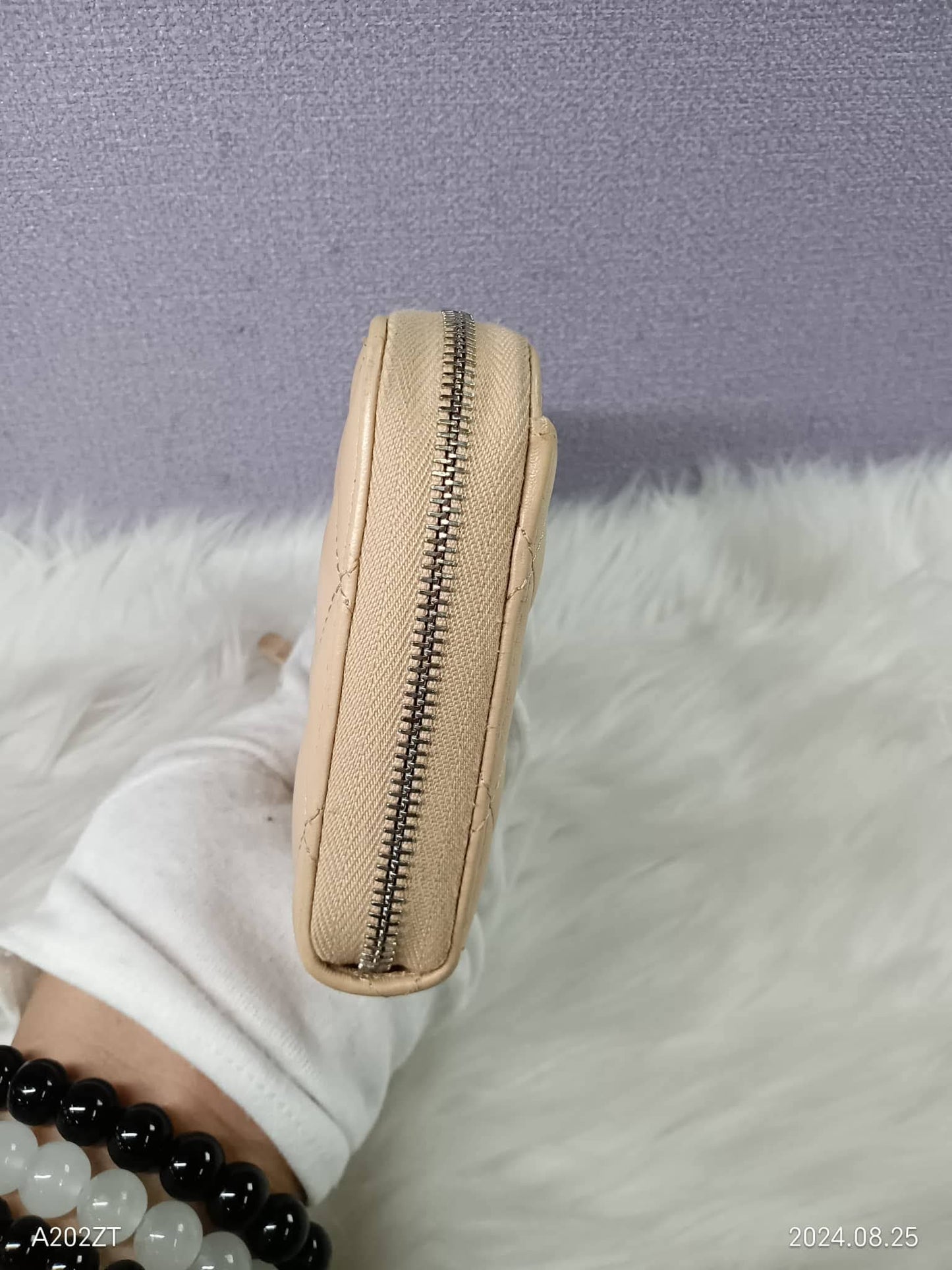 CHANEL Lambskin Matelasse Zippy Wallet