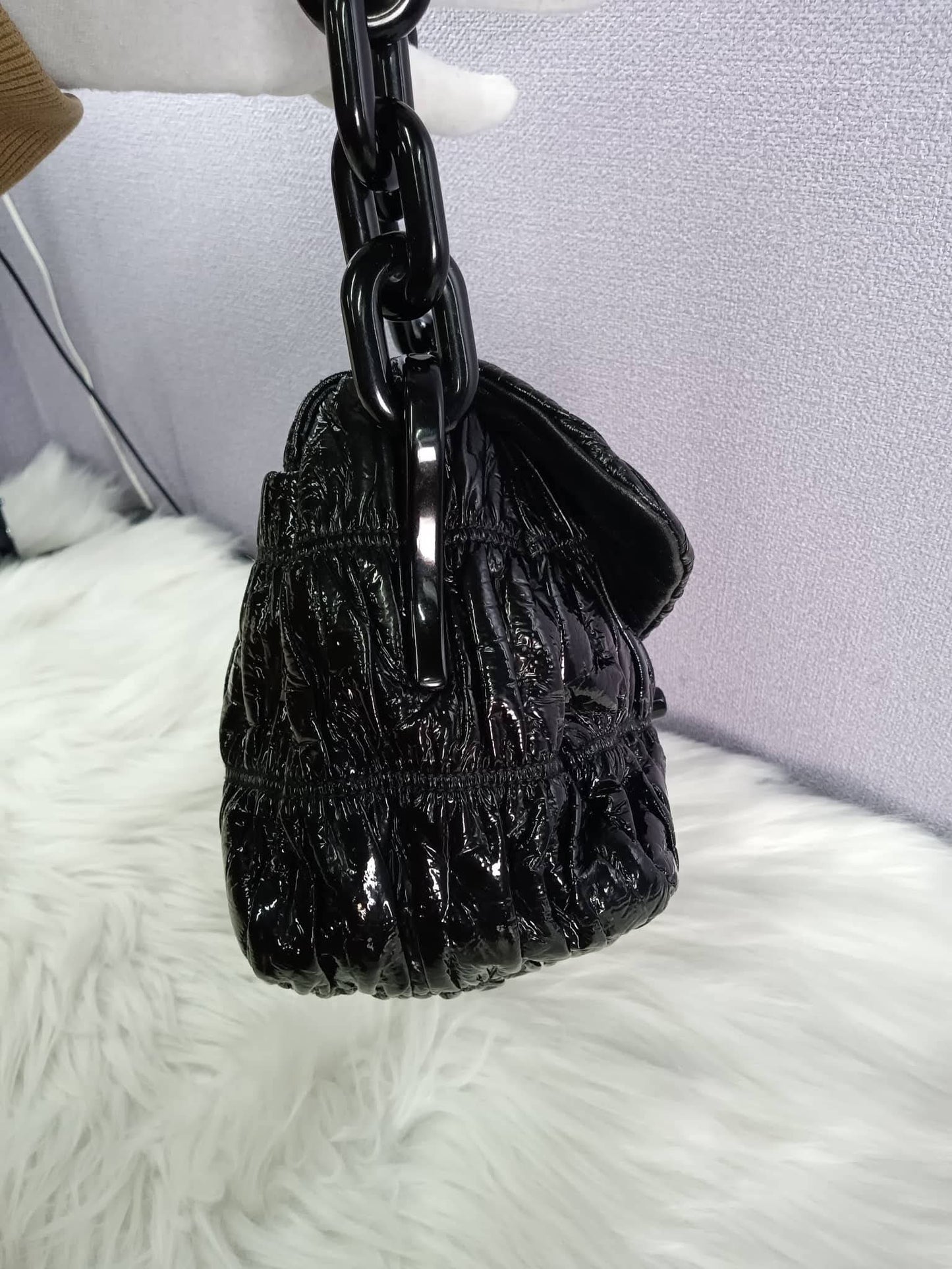 PRADA Vernice Gaufre Shoulder Bag