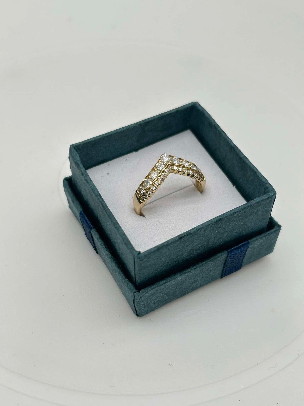 K18 YG Double Layer Chevron Ring 0.70ct 2.60g