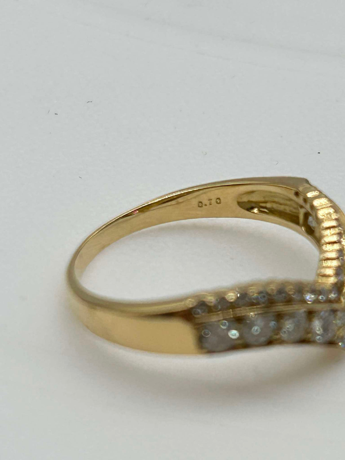 K18 YG Double Layer Chevron Ring 0.70ct 2.60g