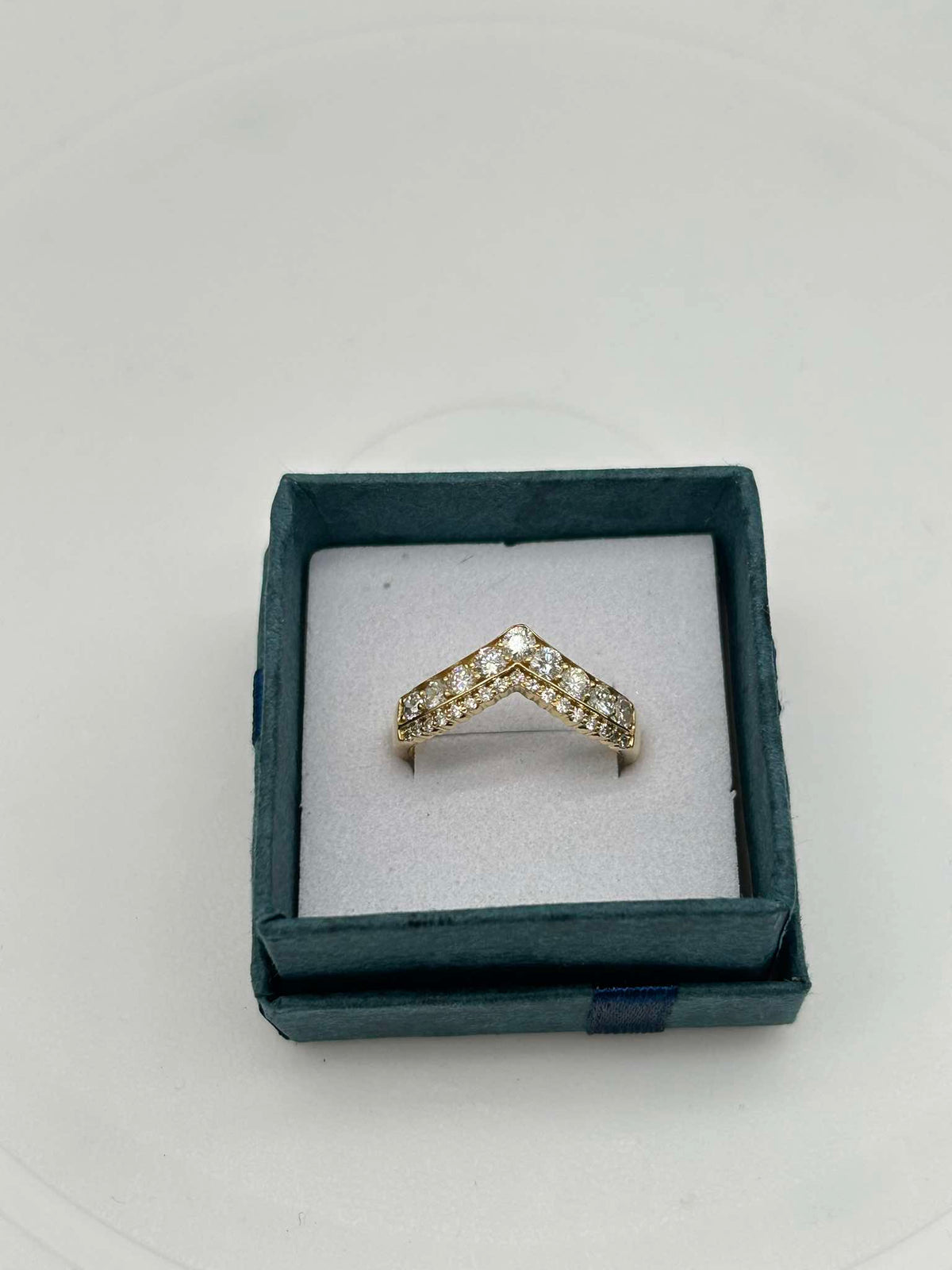 K18 YG Double Layer Chevron Ring 0.70ct 2.60g