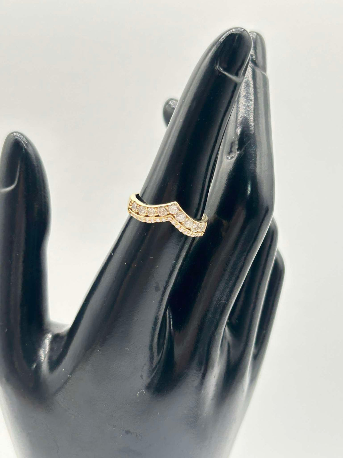 K18 YG Double Layer Chevron Ring 0.70ct 2.60g